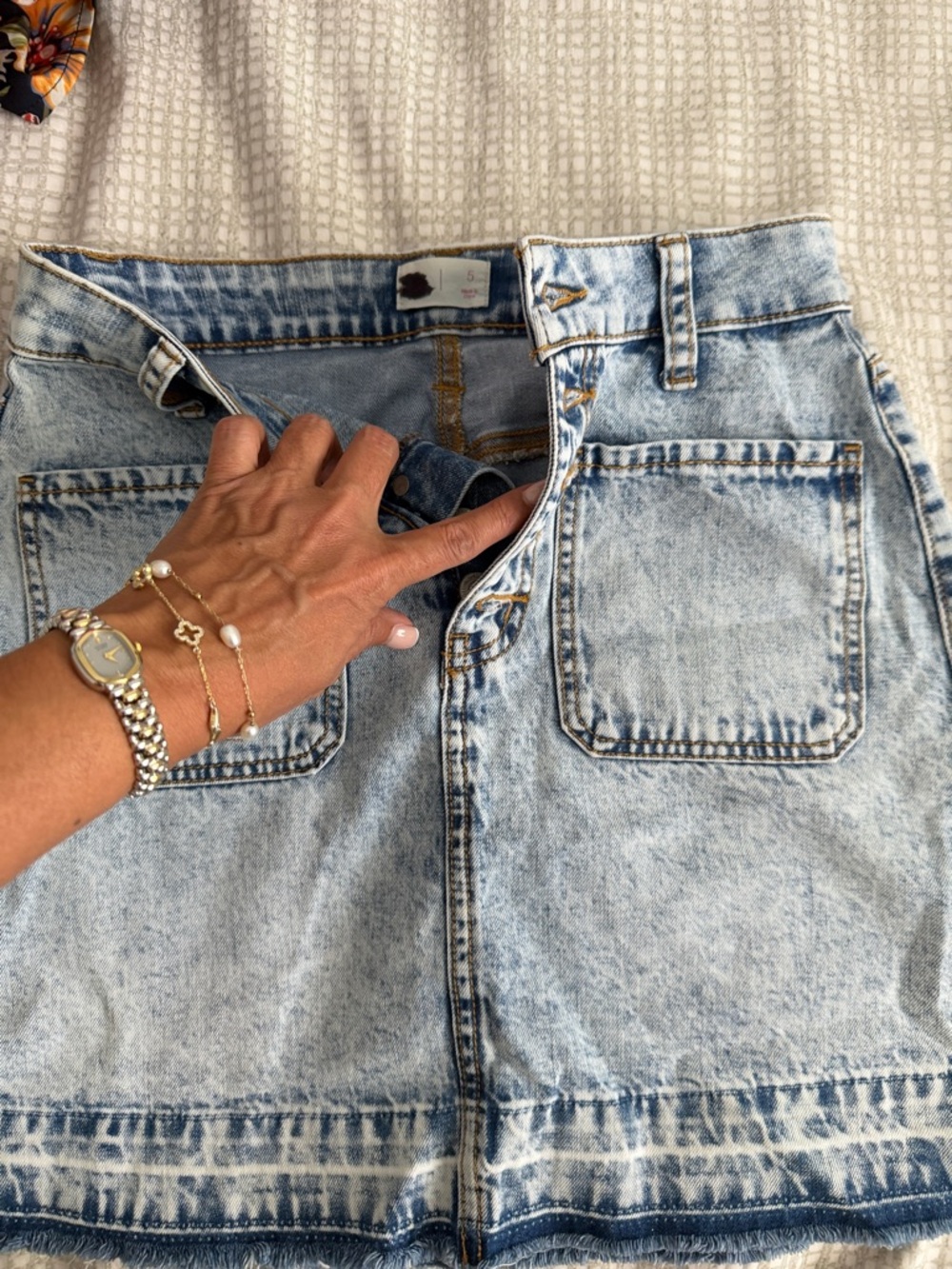 Light Wash Denim Mini Skirt